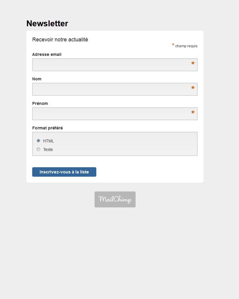 Inscription newsletter